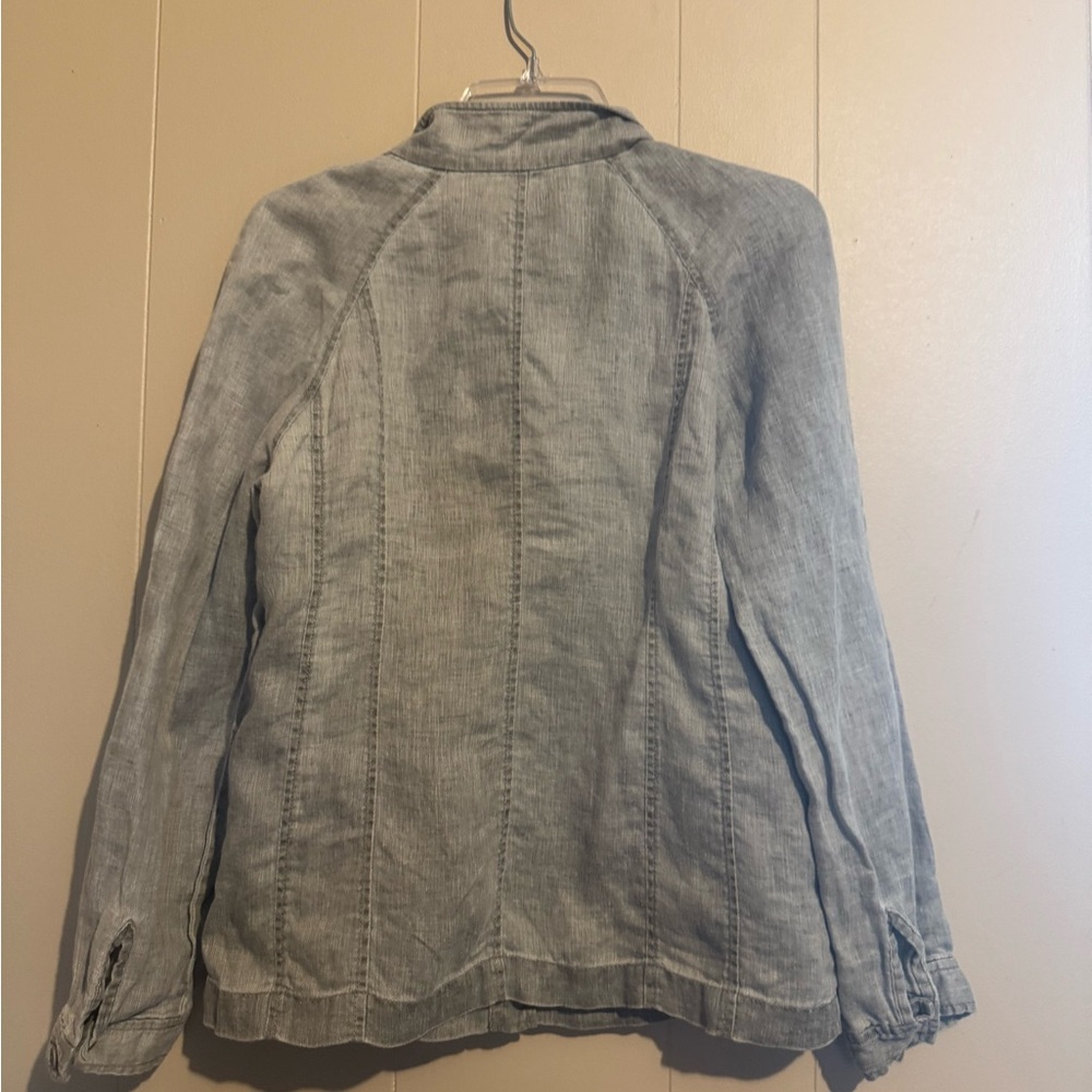 EILEEN FISHER Charcoal W Small Linen Blazer lightweight‎ lagen look corporate - Picture 3 of 11